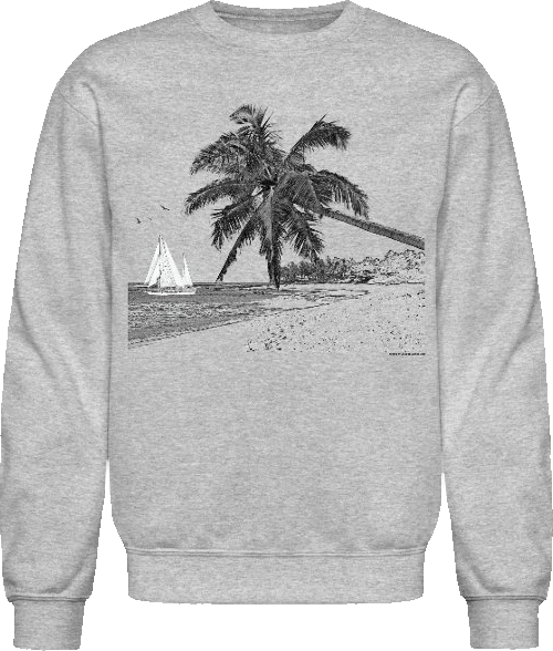 Palm Trees, Sail Boat, Beach, Ocean, Summer Graphic Sweatshirt